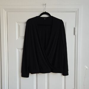Black Draped Wrap Style Top With Clasp